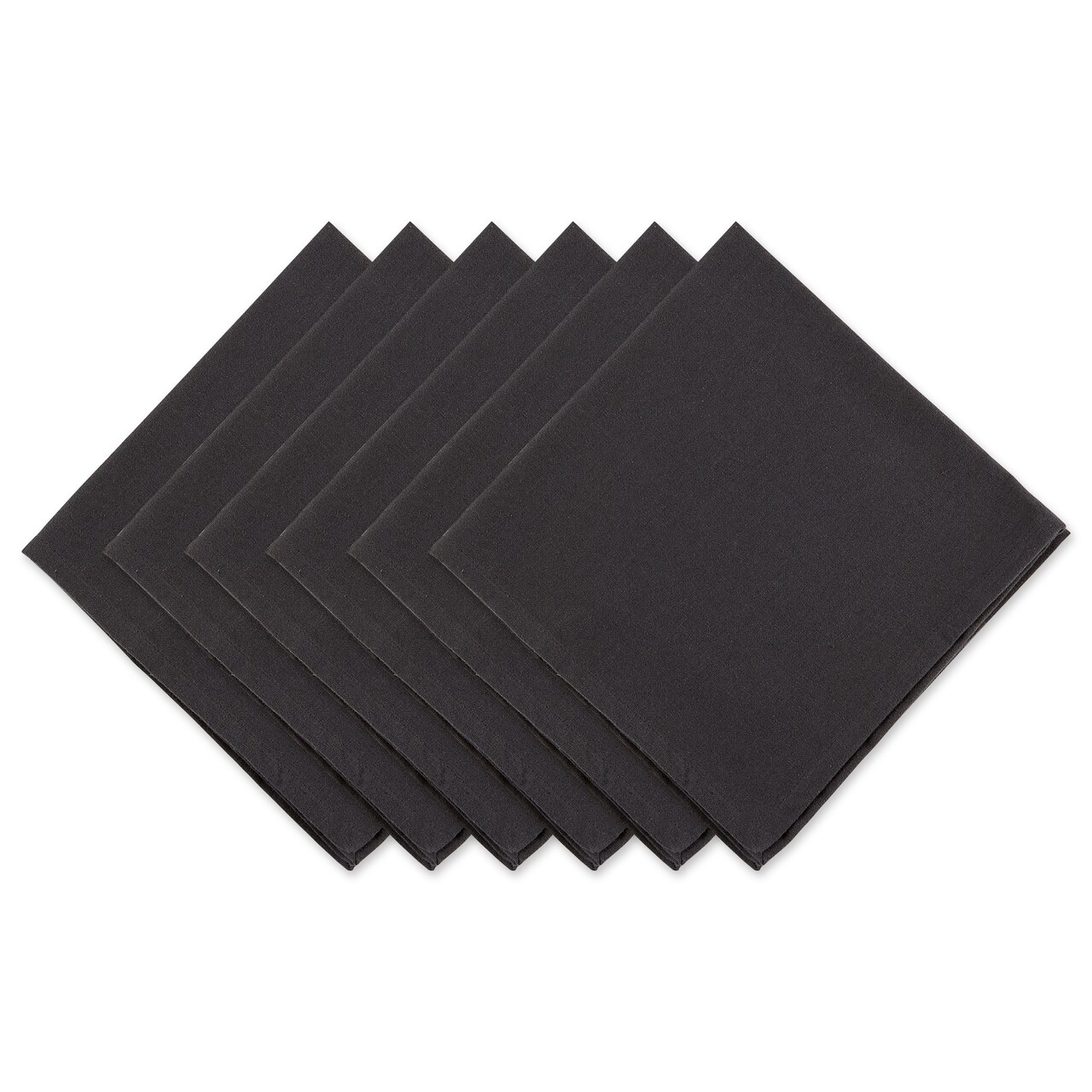 Contemporary Home Living Set of 6 Solid Black Square Napkin, 20"